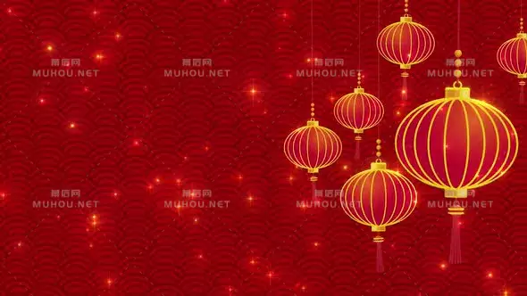 中国风红色背景和喜庆登陆0Chinese Lamps HD 视频素材下载插图