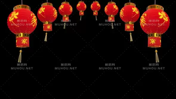 中国新年灯笼组3d带通道视频素材下载插图