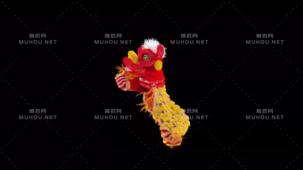 中国新年舞狮4K3d元素视频素材下载插图