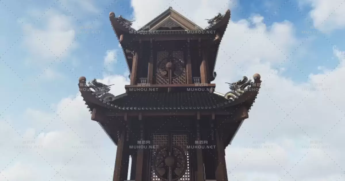 中国佛教建筑蓝天延时摄影Chinese Little Shrine视频素材下载