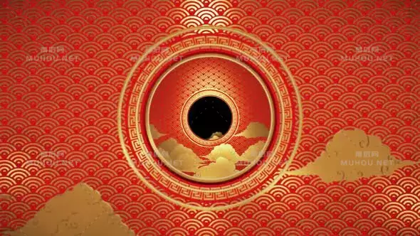 中国新年红色圆形旋转背景高清Chinese New Year HD视频素材下载插图