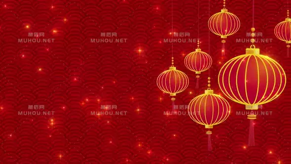 中国红色灯笼发光背景视频素材下载插图