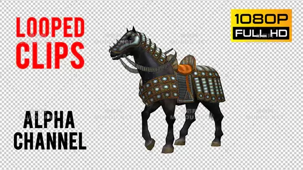 中世纪古代骑士战马Horse Looped 12视频素材带Alpha通道插图