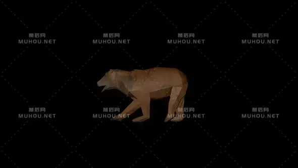 老木熊行走透明动画Old Wood Bear Walk Transparent Alpha Loop视频素材带Alpha通道插图