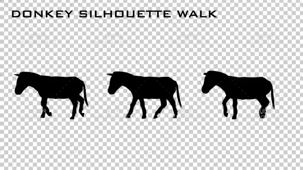 驴剪影行走动画Donkey Silhouette Walk Animation视频素材带Alpha通道插图