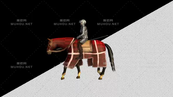 骑兵和中世纪战马Cavalry and Medieval War Horse视频素材带Alpha通道插图