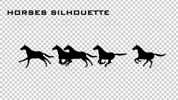 马群奔跑剪影动画Horses Silhouette Animation视频素材带Alpha通道插图