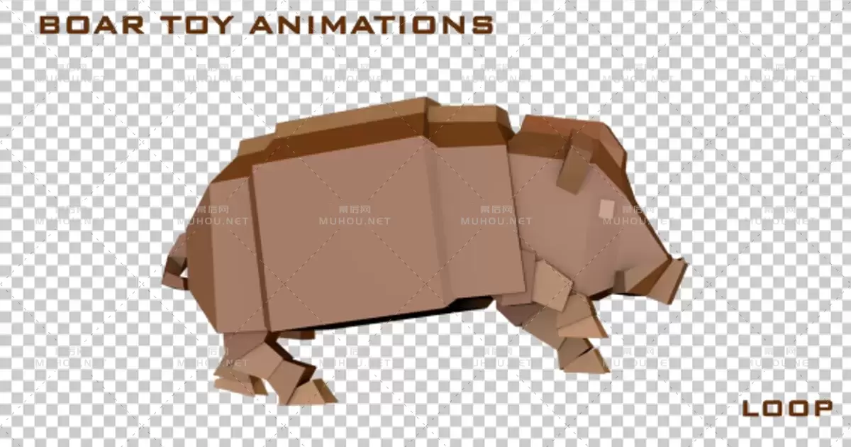 低聚面纸制3D野猪Low Poly 3D Boar视频素材带Alpha通道
