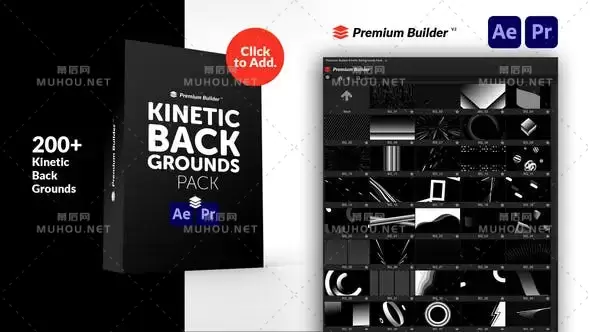 200种创意动感图形循环动画预设AE视频模板素材 Kinetic Backgrounds Pack插图