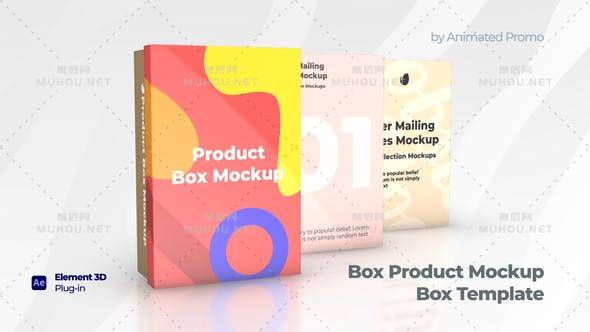 用E3D制作三维立体产品包装封面盒子动画AE视频模板素材 Box Product Mockup – Shoes Box Template插图