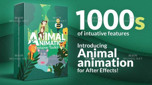 二维卡通动物角色可循环MG动画预设工具包AE视频模板素材 Animal Character Animation Explainer Toolkit插图