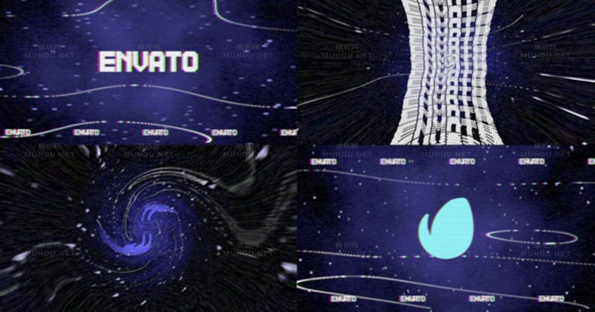 信号干扰时空扭曲logo标志Glitch Logo视频FCPX模板