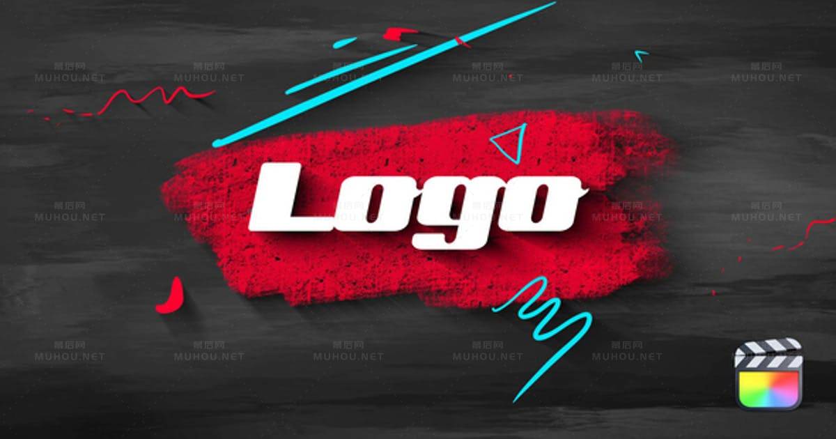 画笔涂鸦标志Brush Scribble Logo视频FCPX模板