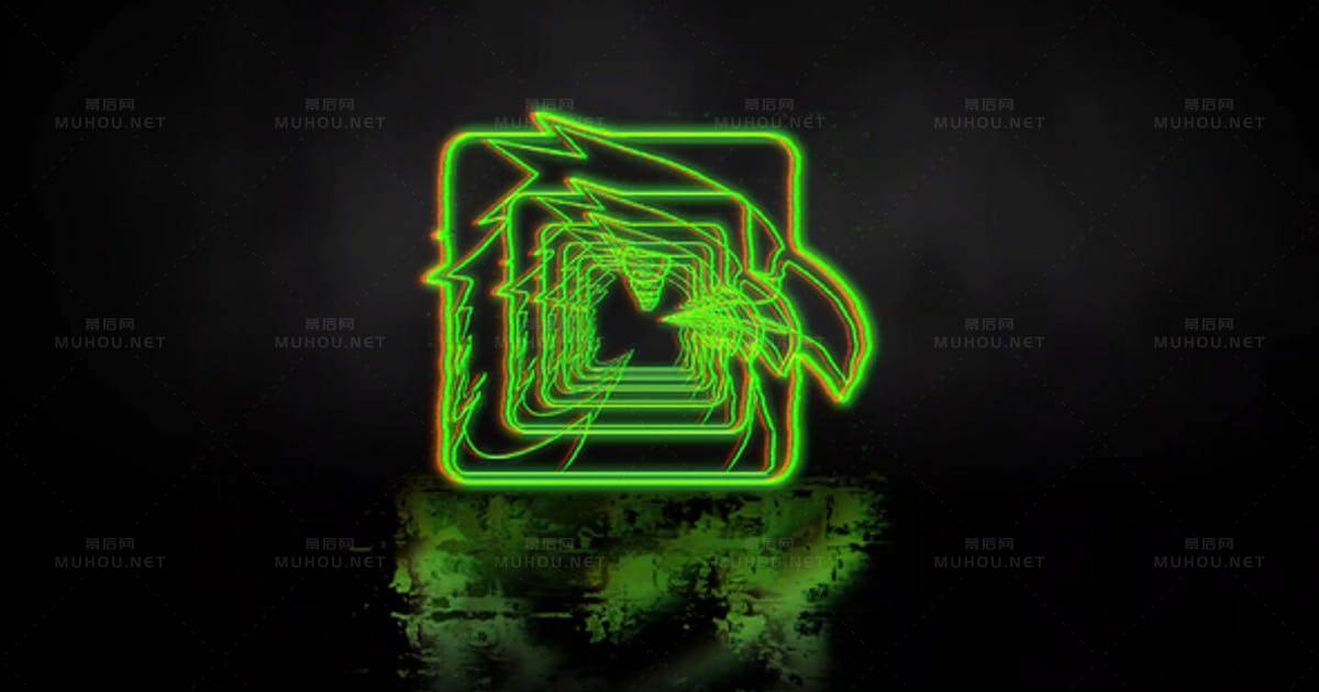 霓虹灯故障标志Neon Glitch Logo视频FCPX模板