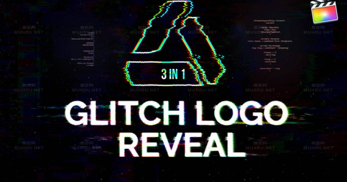 信号干扰logo抖动效果Glitch Logo Reveal | For Final Cut & Apple Motion视频模板