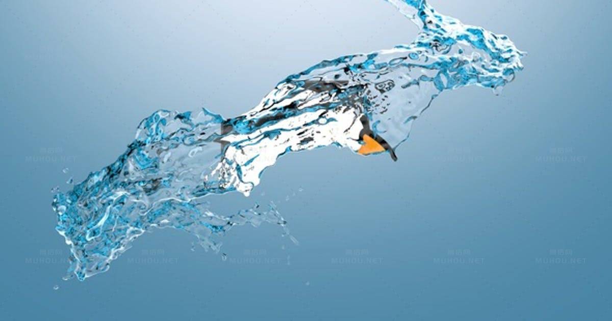 水液体碰撞logo标志Water Logo视频FCPX模板