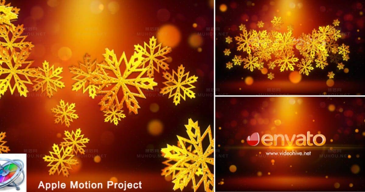 雪花标志运动Snowflakes Logo - Apple Motion视频FCPX模板