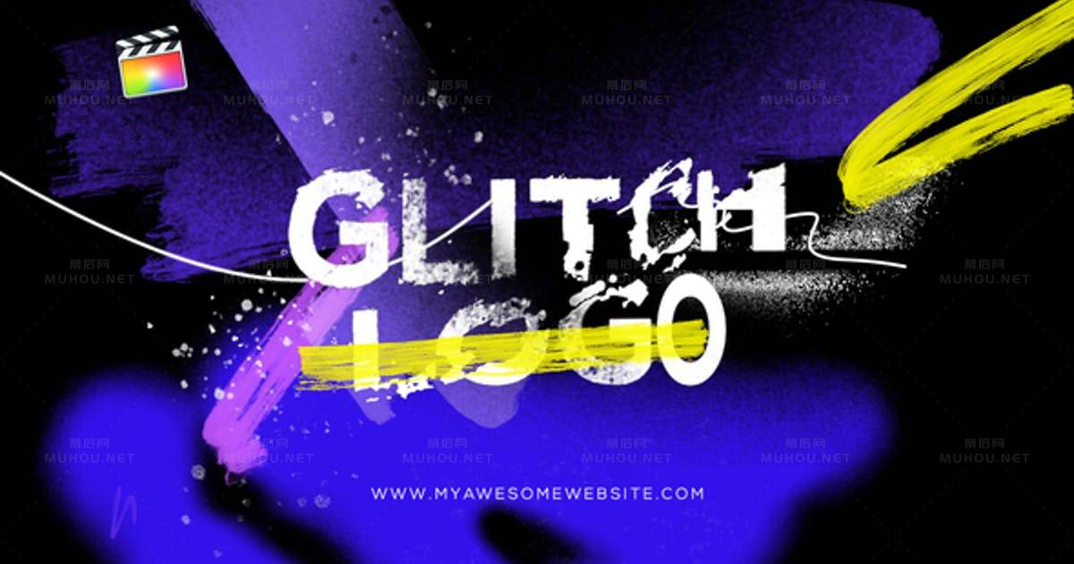 信号干扰失真油漆Glitch Logo Intro Grunge Distortion FCPX视频模板