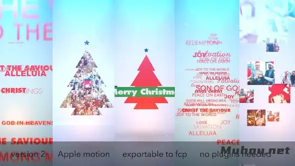 圣诞树文字组成logo标志介绍Typo & Video Christmas Logo Intro视频FCPX模板插图