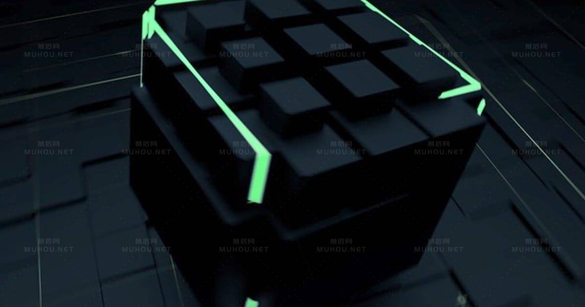 科技霓虹灯立方体logo标志Tech Neon Cube Logo视频FCPX模板