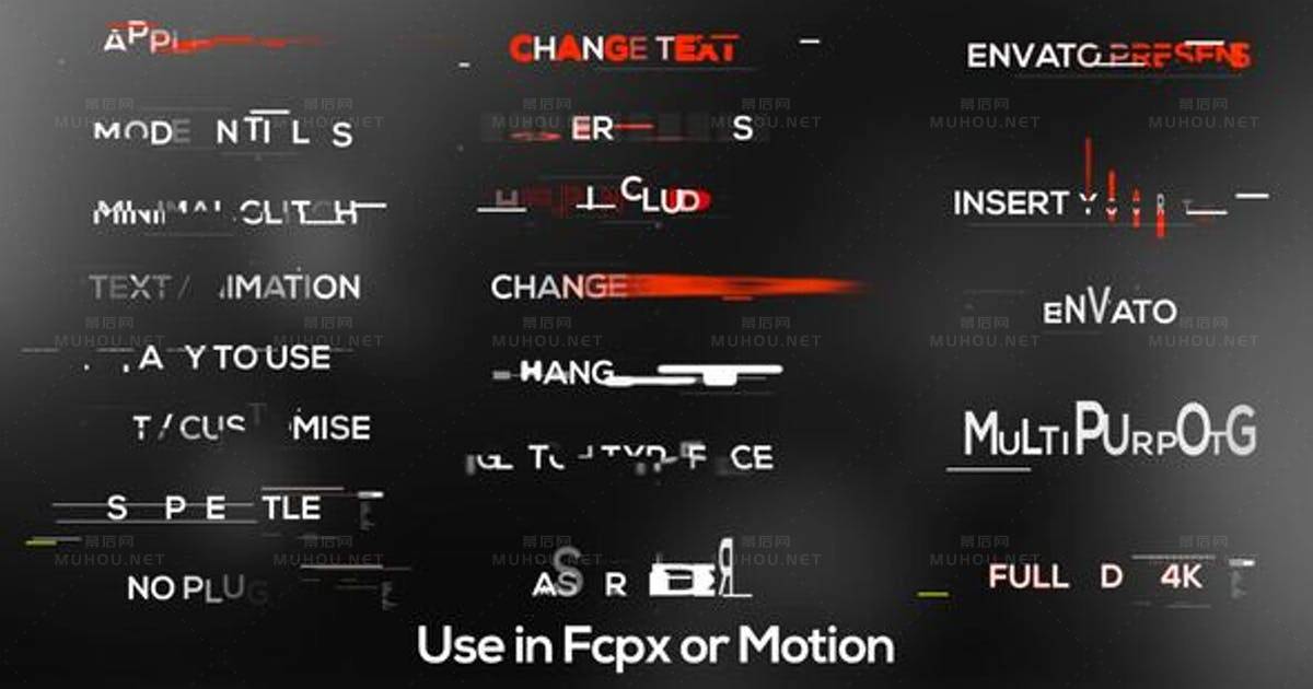 迷你现代故障标题Minimal Modern Glitch Titles视频FCPX模板