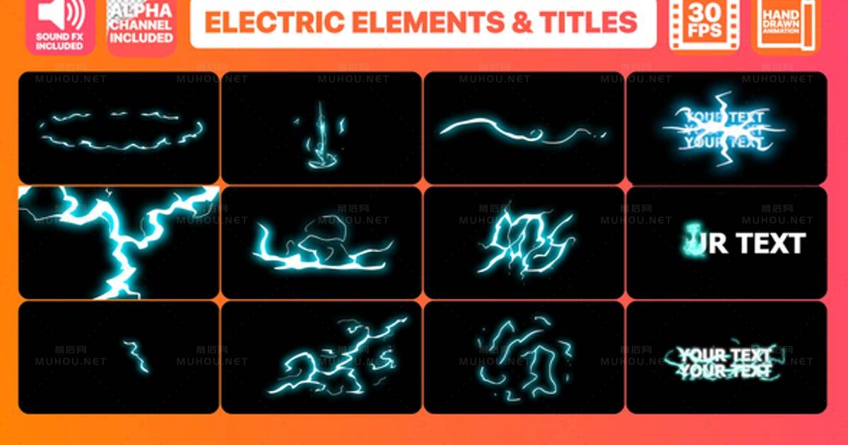 闪光FX电子元件和标题文字Flash FX Electric Elements And Titles | FCPX视频素材