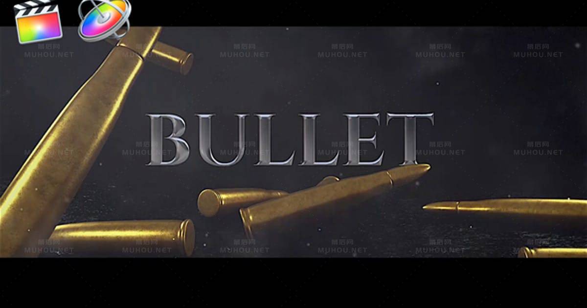 子弹战争电影标题文字Bullet Title视频素材fcpx模板