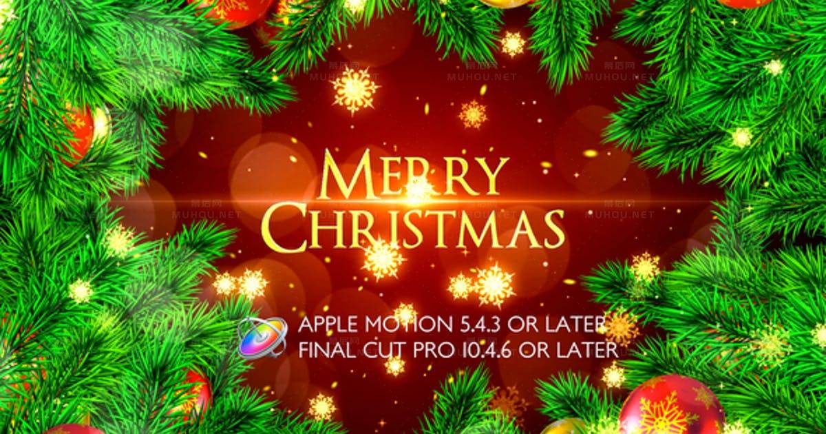 圣诞快乐喜庆动画素材Merry Christmas Opener - Apple Motion视频FCPX模板