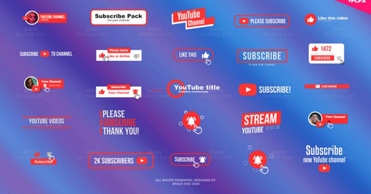 订阅标题包动力标题栏Subscribe Titles Pack视频FCPX模板