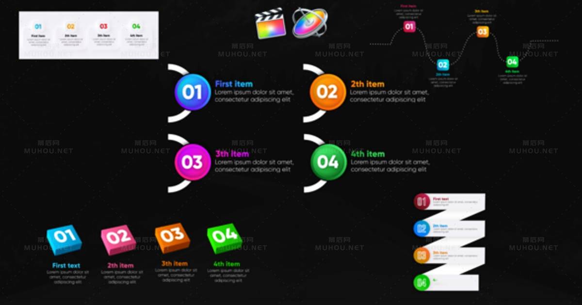 信息图表时尚列表Infographic Trendy Lists视频FCPX模板