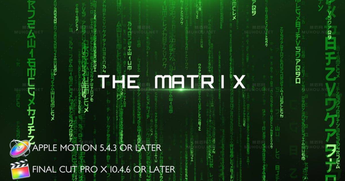 黑客帝国电影标题文字下落运动The Matrix - Cinematic Titles - Apple Motion视频FCPX模板