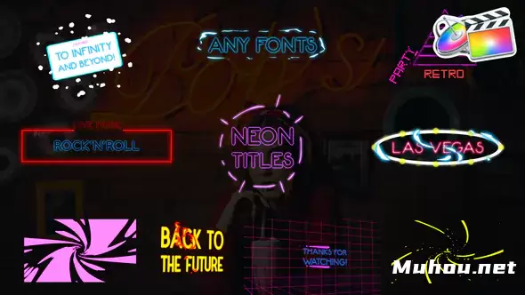 霓虹灯标题包文字动画Neon Titles Pack视频FCPX模板插图