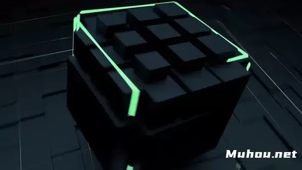 科技霓虹灯立方体logo标志Tech Neon Cube Logo视频FCPX模板插图