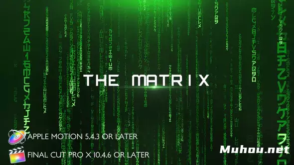 黑客帝国电影标题文字下落运动The Matrix - Cinematic Titles - Apple Motion视频FCPX模板插图
