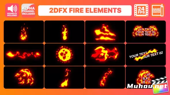 手绘消防元件包火焰特效包装文字 Hand Drawn Fire Elements Pack | FCPX视频素材插图