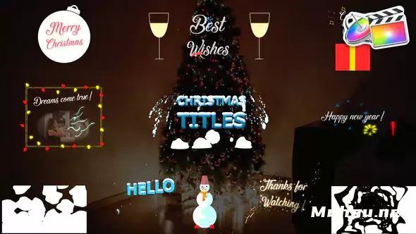 圣诞节日风格冰雪文字动画Christmas Titles Collection视频FCPX模板插图