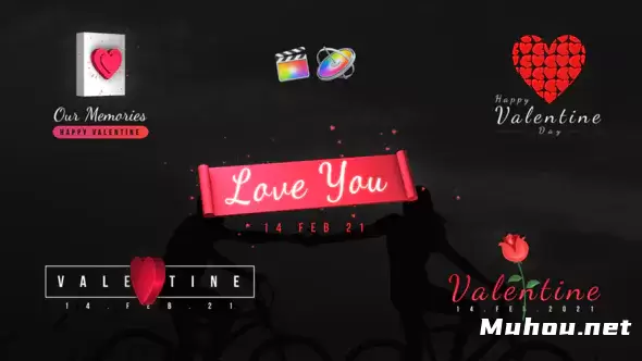 情人节标题文字动画Valentines Day Titles视频FCPX模板插图
