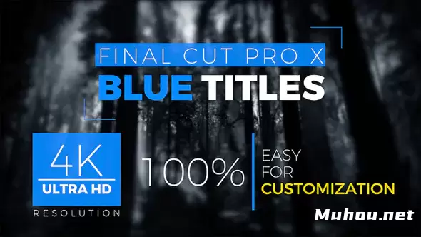 FCPX标题4k蓝色文字动画FCPX Titles 4k视频FCPX模板插图
