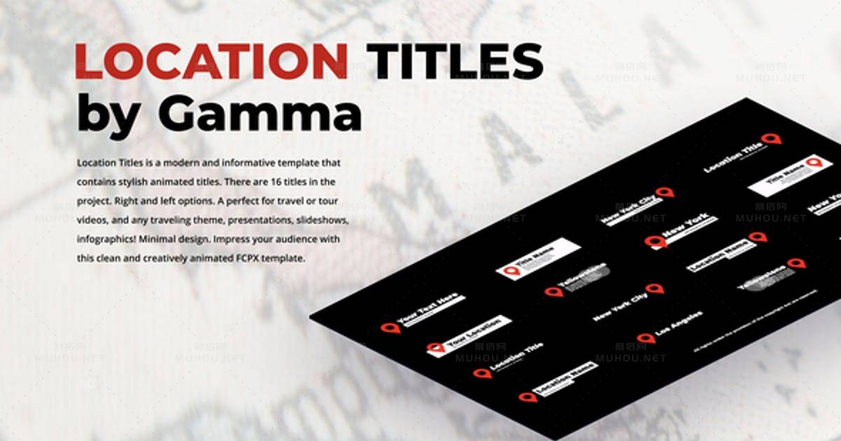 位置标题定位文字Location Titles 视频FCPX模板
