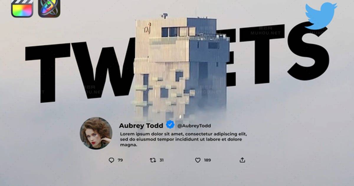 Tweets风格文字包装动画视频FCPX模板
