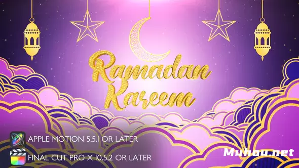 开斋节清真寺紫色包装Ramadan Kareem Opener - Apple Motion视频FCPX模板插图