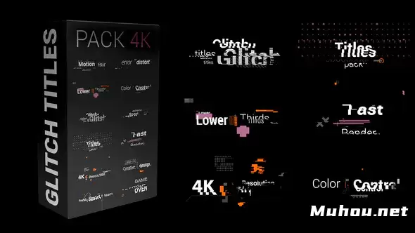 4K文字特效故障标题包Glitch Titles Pack 4K视频FCPX模板插图
