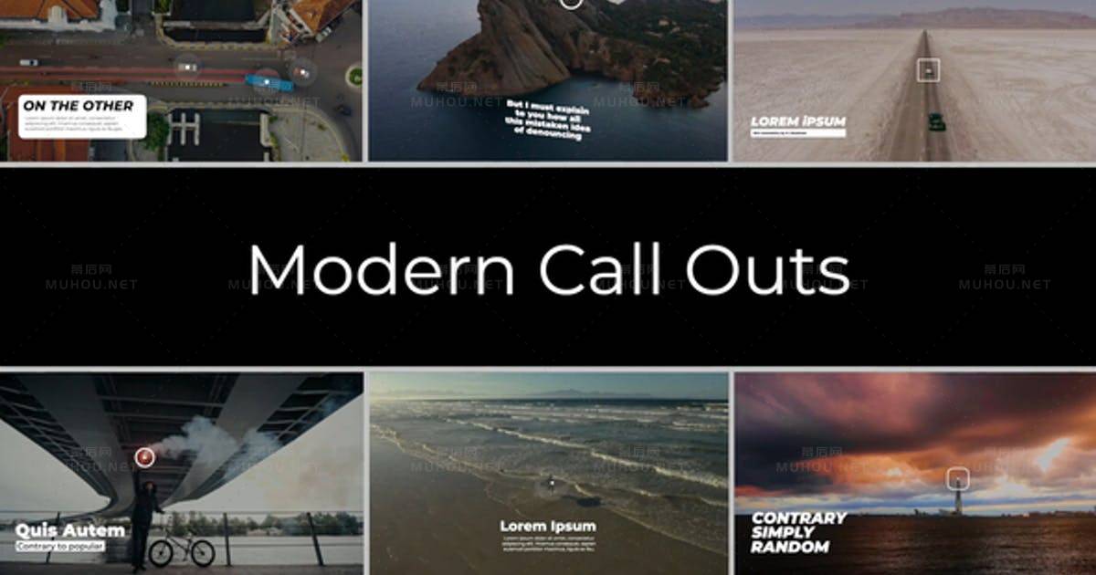 视频vlog旅行文字记录Modern Call Outs | FCPX & Apple Motion模板