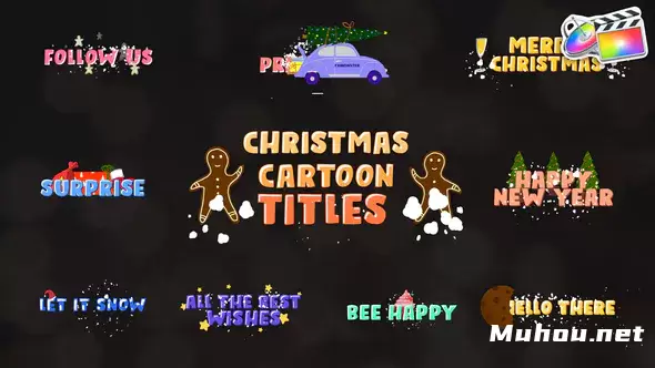 圣诞卡通标题 Christmas Cartoon Titles视频FCPX模板插图