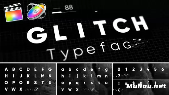 故障动画字体抽象艺术效果Glitch - Animated Typeface for FCPX and Motion 5视频FCPX模板插图