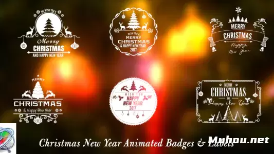 圣诞新年徽章透明图标动画Christmas New Year Badges - Apple Motion视频FCPX模板插图