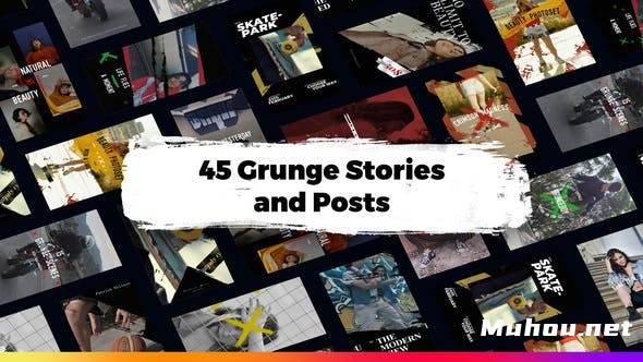 45个时尚摇滚风格海报封面设计宣传动画AE视频模板素材45 grunge stories and posts插图