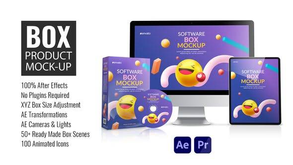 逼真三维立体3D盒子产品包装封面展示AE视频模板素材Box Product Mock-up插图
