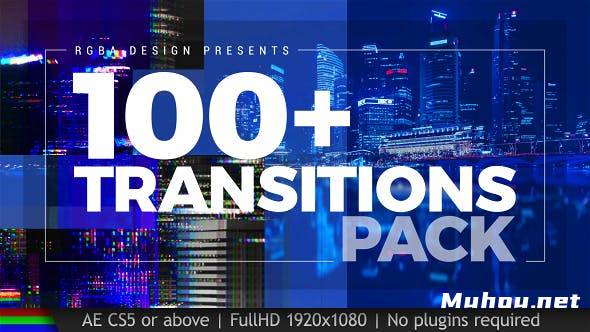 100种独特数字折射色差效果过渡转场栏目包装AE视频模板素材 Transitions插图