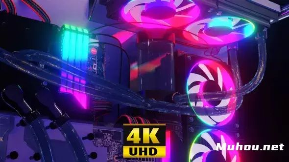 高科技赛博朋克风格霓虹灯4k电脑Computer In Neon 4K视频素材插图